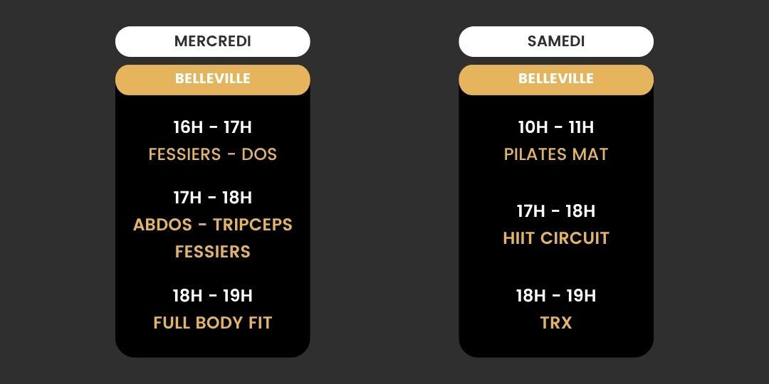 Planning Fitness AJA PARIS XX – saison 2025/26