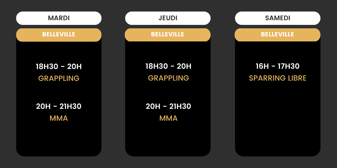 Planning MMA AJA PARIS XX – saison 2025/26