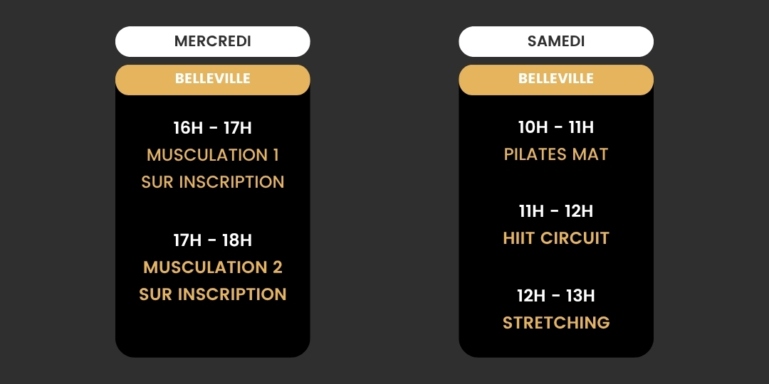 Planning Fitness AJA PARIS XX – saison 2026/27